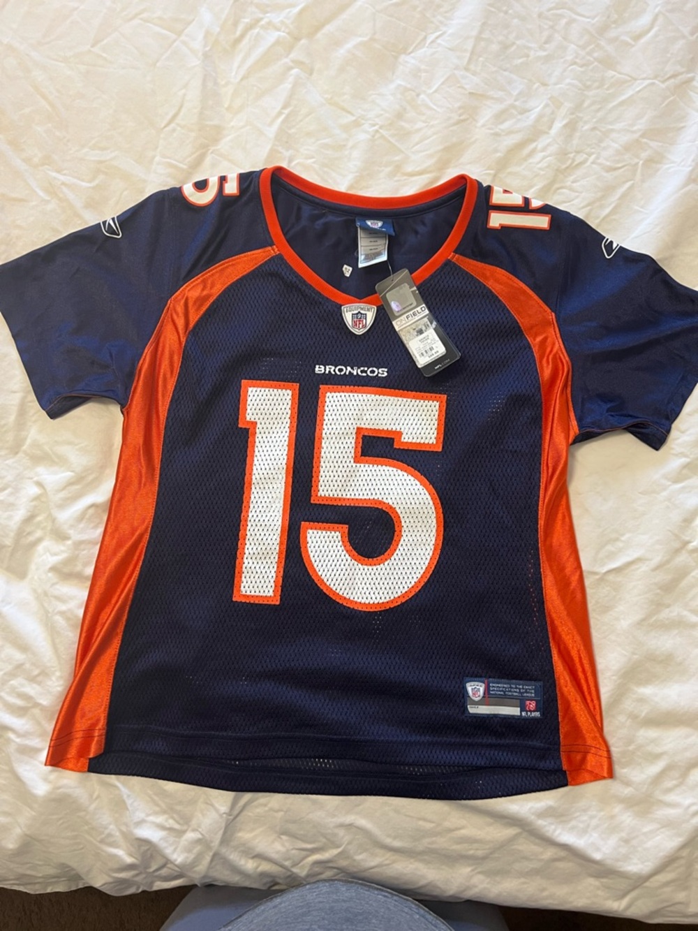 NFL Womens Broncos #15 Navy and Orange Jersey